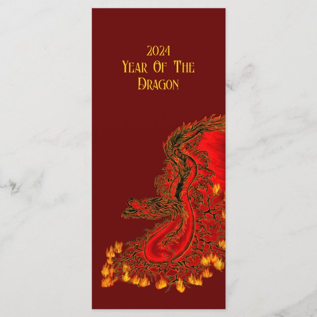 Menú Dragón De China, 2024 Año Del Dragón (Anverso)