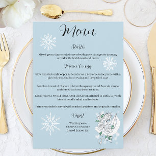 Menú Dragón de invierno blanco Snowflakes Blue