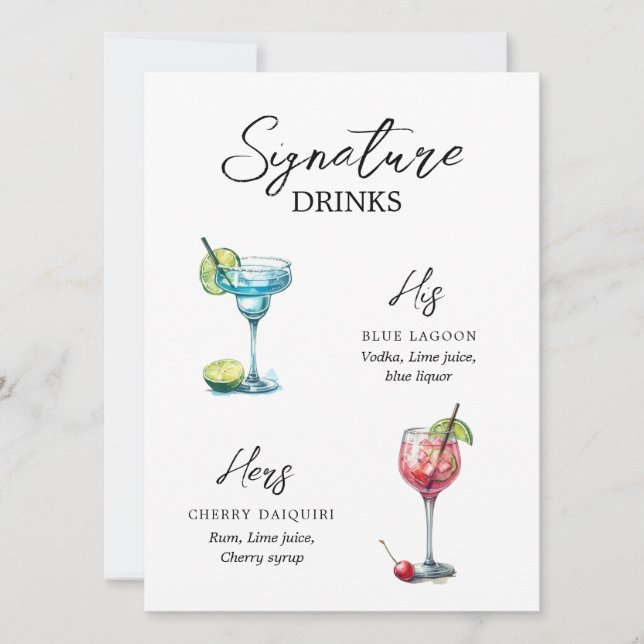 Menu Drinks de Assinatura em Aquarela (Anverso)