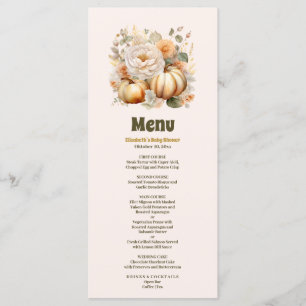 Menú Ducha de bebé floral de acuarela de otoño de peque