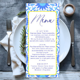 Menú Ducha de Bebé Minimalista con Azulejo Azul Italian