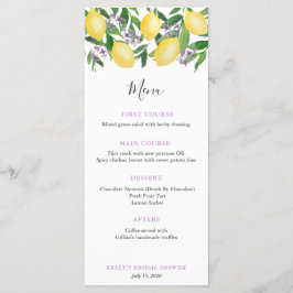 Menú Ducha de Boda de Limones Lavanda de Moda