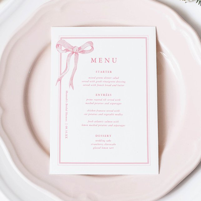 Menú Ducha de novia Coquette Pink Bow (Subido por el creador)