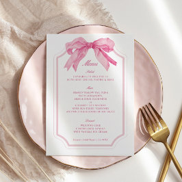 Menú Ducha de novia de cinta de tela de vaca rosa
