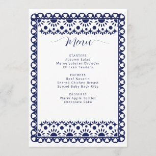 Menú Ducha nupcial Papel Picado de la Marina Mexicana