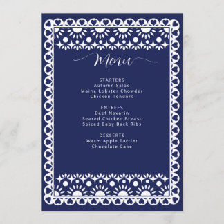 Menú Ducha nupcial Papel Picado de la Marina Mexicana