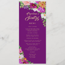 Dulce 16 Alegre acuarela Floral Púrpura