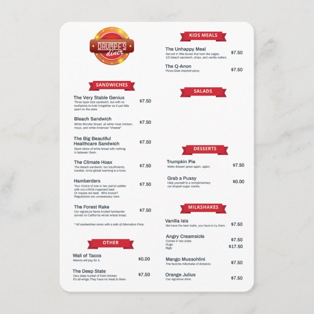 Menú "Dulce de tambor" (Anverso)