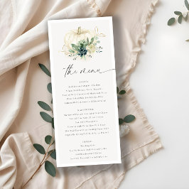 Menú Dusky Blue Green Gold Sucultor Boda de calabaza