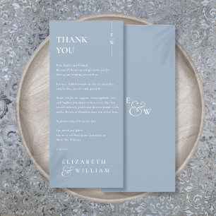 Menú Duste Blue Monogram Boda Gracias Por Colocar Tarje