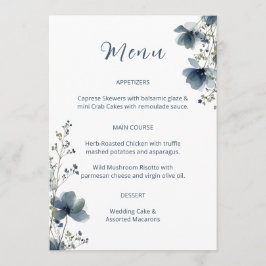 Menú Dusty Blue Botanical Wedding