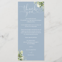 Menú Dusty Blue Greenery Boda Gracias Por Colocar Tarje