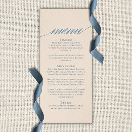 Menú Dusty Blue Script Typography Wedding