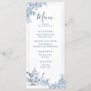 Menú Dusty Blue Victorian Garden Tea de la tarde