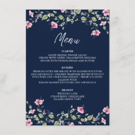 Menú Dusty Navy Blue Pink Hibiscus Bloom Shower