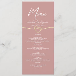 Menú Dusty Rosa Gold Rope Boda del corazón
