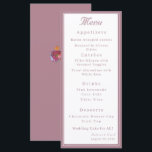 Menú Dusty Rose Two Hearts Catholic Wedding<br><div class="desc">Design front features a white background to your customizable text. Heading is displayed in an elegant font in top center. Following the traditional format for a wedding menu, all text is customizable and displayed in a dusty-rose colored Nuptial font. Entire design is framed by a dusty-rose and white border. Reverse...</div>