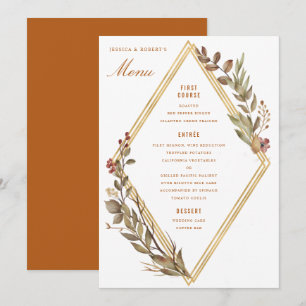 Menú Dusty Sage Gold Diamond Rust Boda