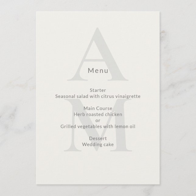 Menú Editorial Minimalista Boda Inicial (Anverso)