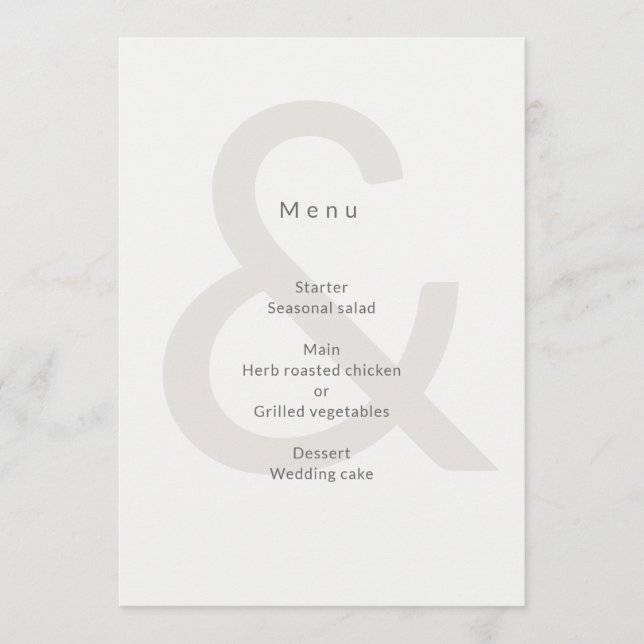 Menú Editorial Typography Wedding (Anverso)