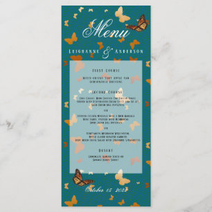 Menú El cobre Boda del otoño y la mariposa Verde azulad