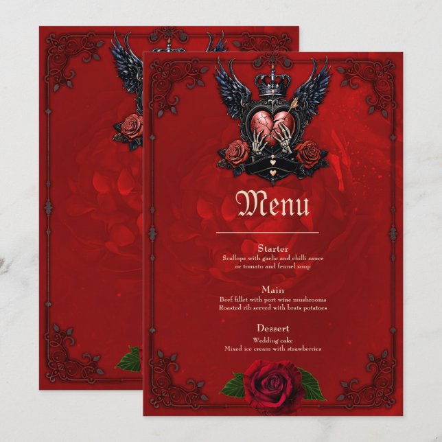 Menú El Corazón Arañado: Un Epos Gótico. (Anverso / Reverso)