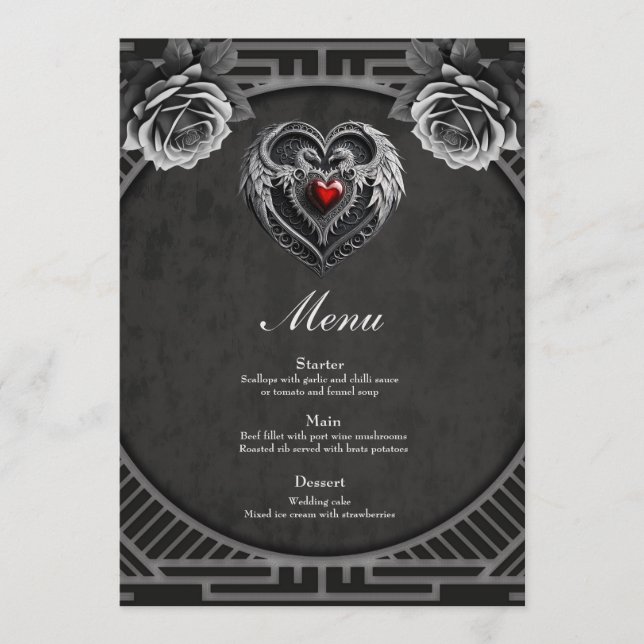 Menú El corazón plateado con las alas. (Anverso)