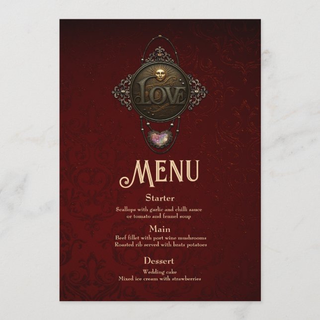 Menú El emblema del amor. (Anverso)