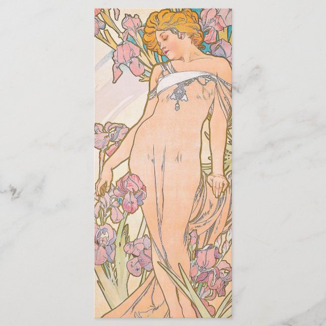 Menú El Iris (1897) de Alphonse Mucha Bookmark (Anverso)