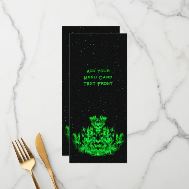 Menú El monstruo de la llama verde en el cielo estrella (Anverso/Reverso In Situ)