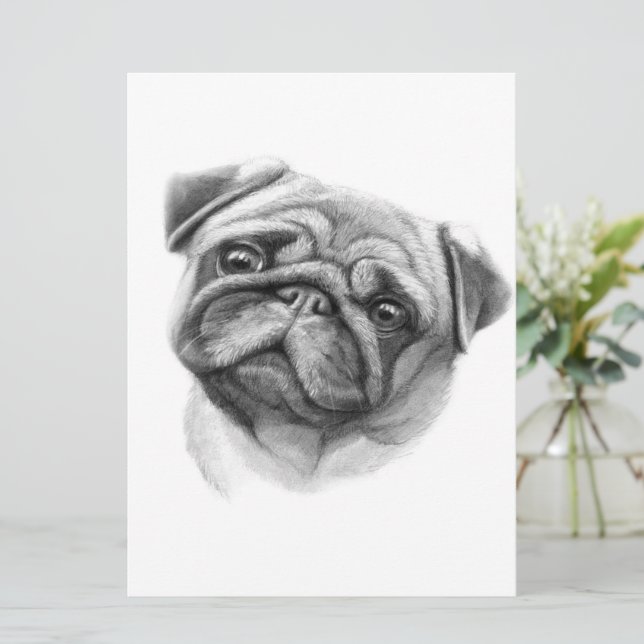 Menú El retrato de Pug | Cara de perro de cerdo (Anverso de pie)
