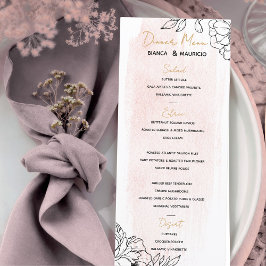Menú Elegancia acuarela de Rubor con acento floral negr