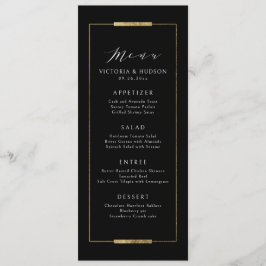 Menú Elegancia enmarcada Boda negro simple y moderno