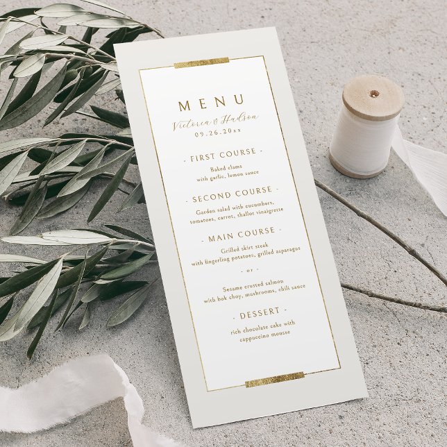 Menú Elegancia enmarcada Boda sencillo y moderno (Framed Elegance Simple Modern Classy Wedding Menu)