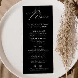 Menú Elegancia moderna Boda blanco y negro