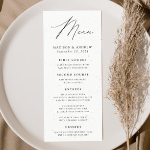 Menú Elegancia Moderna Boda con manchas blancas y negra