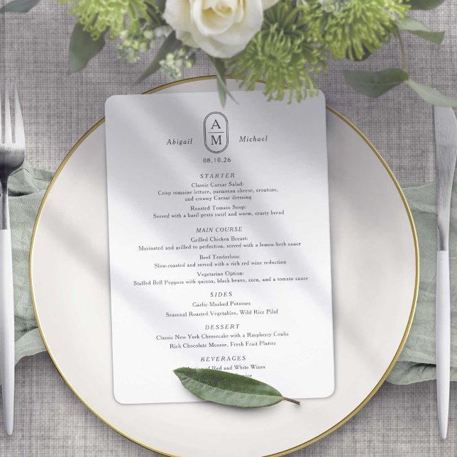 Menú Elegancia moderna, simple boda de iniciales de arc (Subido por el creador)
