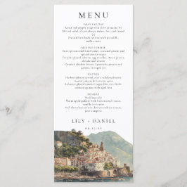 Menú Elegant Amalfi Italian Watercolor Wedding