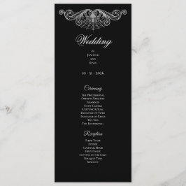 Menú Elegant black and white Gothic Wedding Program