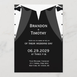 Menú Elegant Black Tie Gay Wedding Invitation
