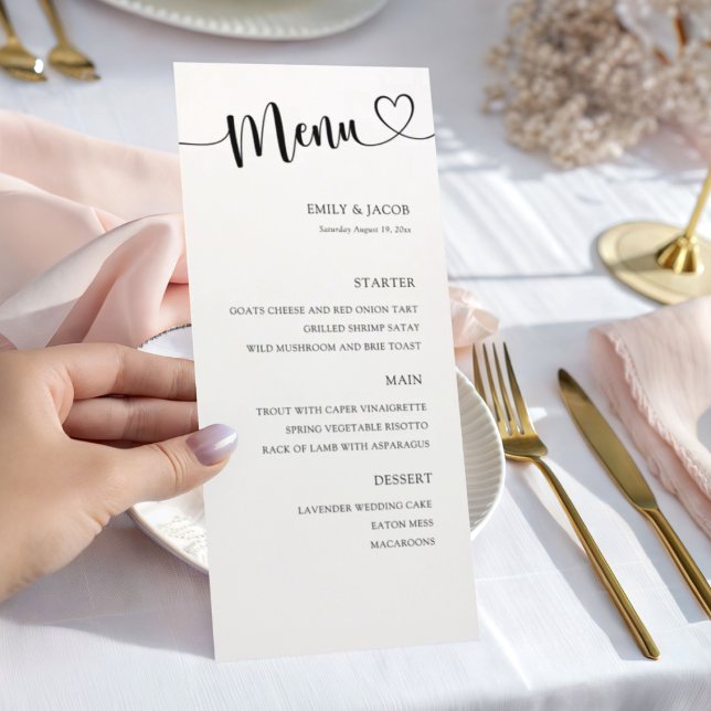 Menú Elegant Black & White Calligraphy Wedding (Subido por el creador)