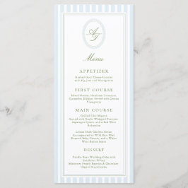 Menú Elegant Blue Stripes Wedding Invitation