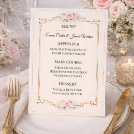 Menú Elegant Blush Rococo Wedding