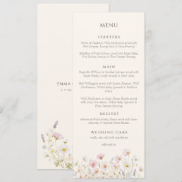 Menú Elegant Boho wildflowers Script Wedding 