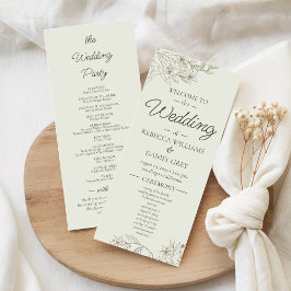 Menú Elegant Botanical Wedding Welcome Ceremony Program