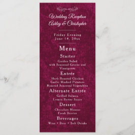 Menú Elegant Burgundy Velvet White Wedding Reception 