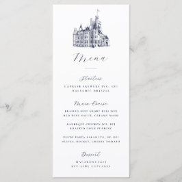 Menú Elegant Castle Illustration Destination Wedding 