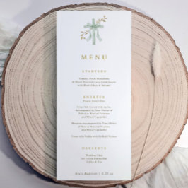 Menú Elegant Cross Sage Botanical Watercolor Baptism