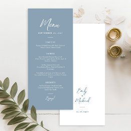 Menú Elegant Dusty Blue Simple Calligraphy Wedding 