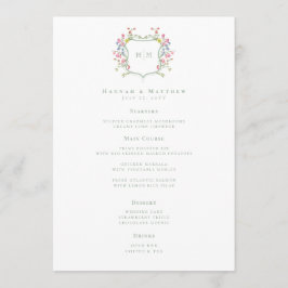 Menú Elegant Dusty Sage Pastel Wildflower Crest Wedding
